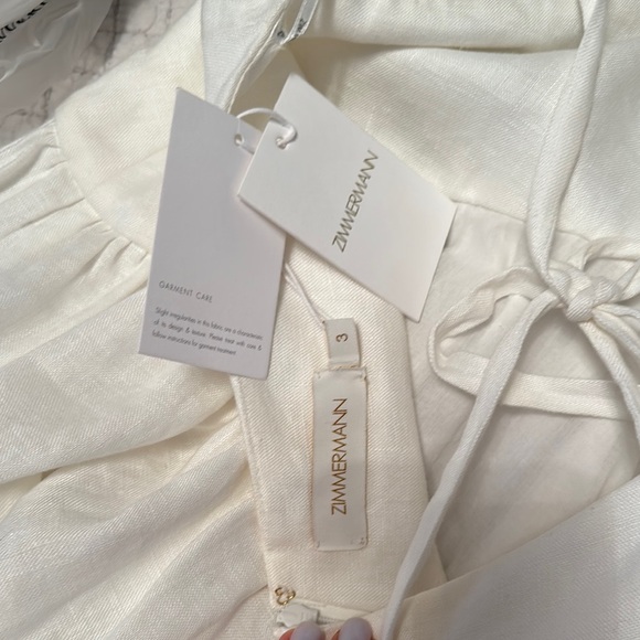 Zimmermann Cream Ruched Ruffled Halter Dress - Picture 4 of 6